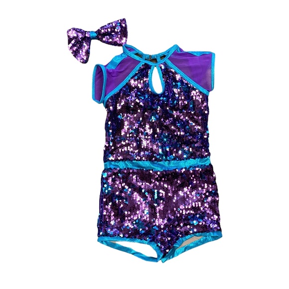 {Weismann} 2pc. Lights Flip Sequined Romper/Biketard